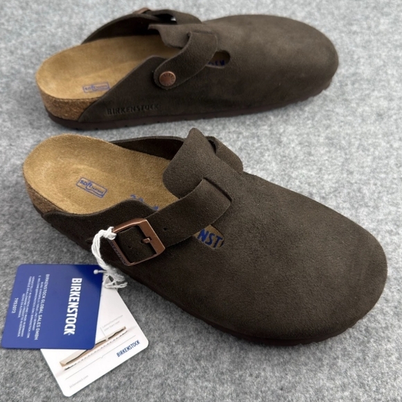 New With Box Mens Size 10 Mocha Birkenstock Boston Clog (Brown) Narrow Slip-On